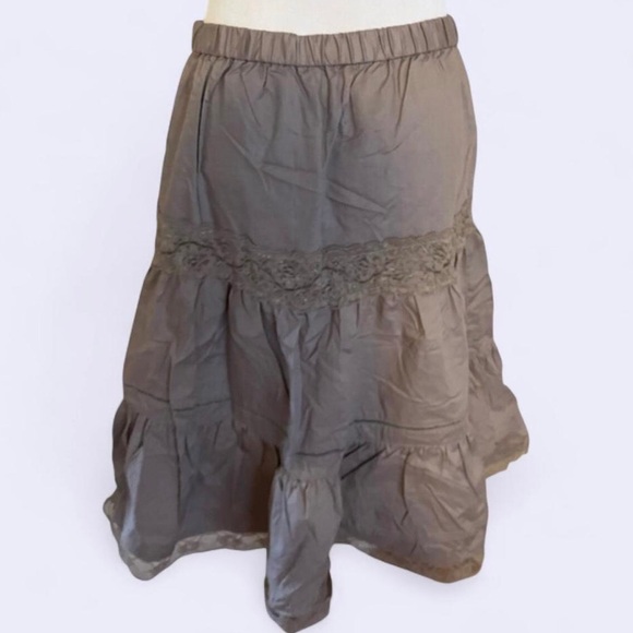 Japanese Voi·e·noi Fairy core Lace Tiered Skirt Tan brown - Picture 4 of 14